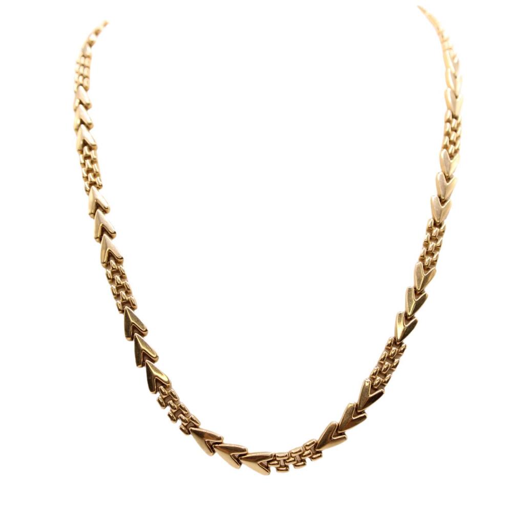14kt Yellow Gold Chevron Panther Chain Link Statement Collar Necklace - Picture 3 of 6